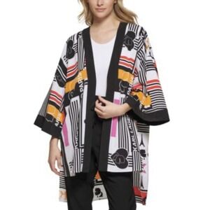 KARL‎ LAGERFELD PARIS Women Multi Printed Kimono High-Low-Hem Oversized Size S